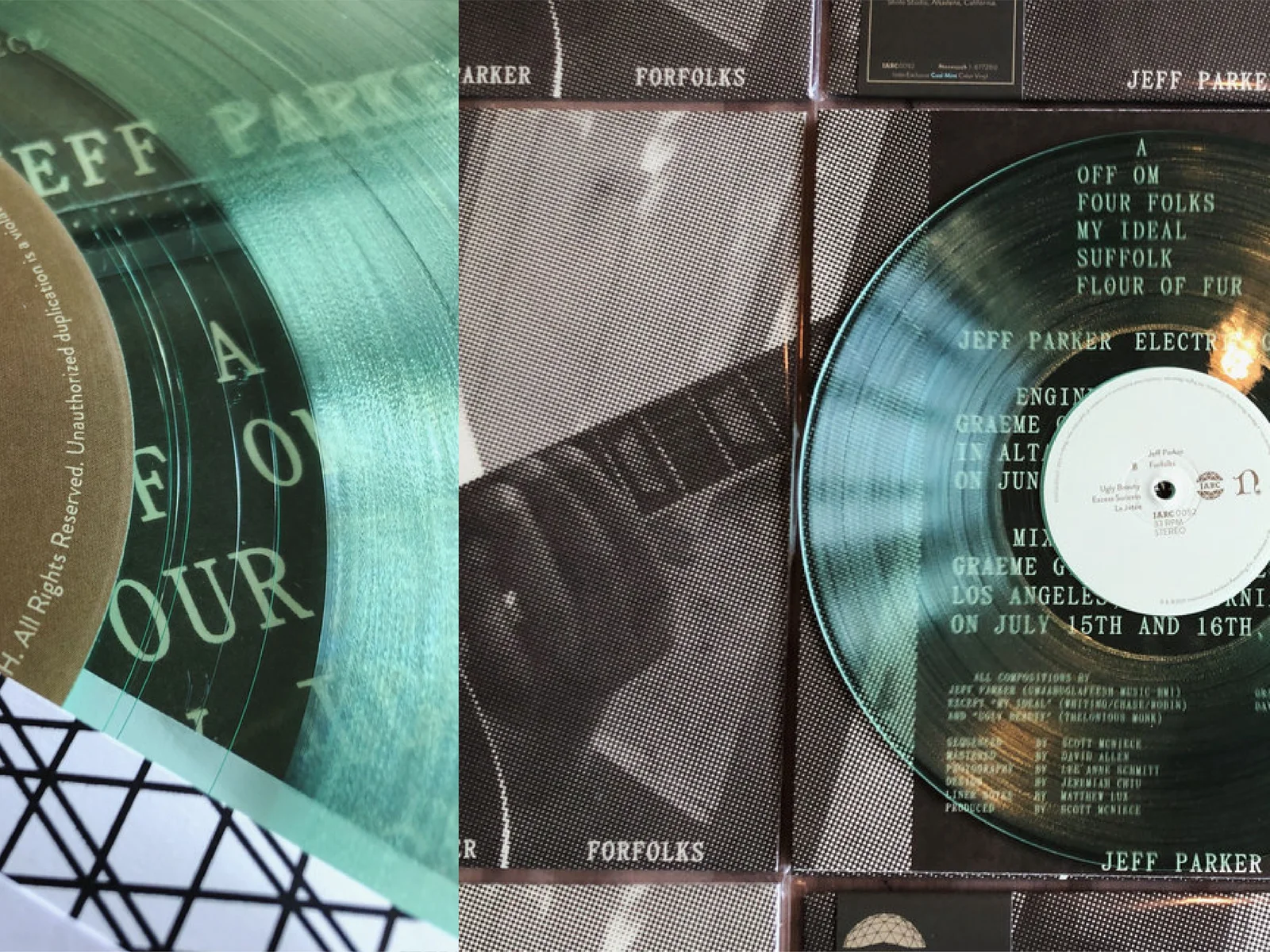 Forfolks album shots, a clear vinyl LP and packaging